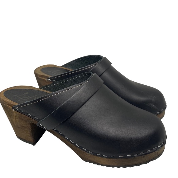 Lotta Stockholm High Heel Classic Clog in Black Brown Base with Strap Size 38 - Picture 2 of 16